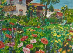"Bauerngarten" by Arnold Balwé, 1956, Öl auf Leinwand, sold Nov 2019