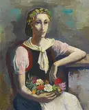 Blumenmädchen by Karl Hofer, 1935, Öl auf Leinwand, sold Nov 2019