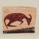 Ewald Mataré, Liegende Kuh, 1958, Farbholzschnitt auf Velin