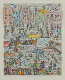 James Rizzi, Winter, 1988, 3D-Farbserigrafie auf Papier