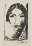 Ludwig Peter Kowalski, Ohne Titel (Frauenportrait), 1922, Lithografie auf Velin
