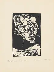 Bildnis des Leonhard Frank by Christian Schad, 1916, Holzschnitt auf Velin, sold Jun 2020