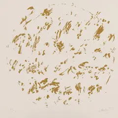 Günther Uecker, Ouroboros, 2018, Terragrafie auf Leinwand
