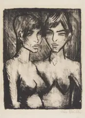 Zwei Mädchen by Otto Mueller, 1920, Lithografie auf Japan, sold Nov 2019