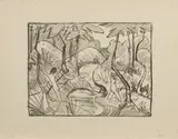 Otto Mueller, Zwei Figuren am Waldbach 2 (Waldlandschaft)