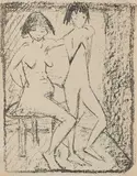 Otto Mueller, Zwei Mädchen im Innenraum, 1925, Lithografie auf Maschinenbütten