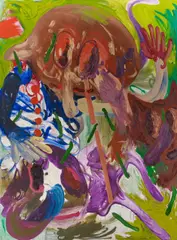 André Butzer, "Bobby Bohnen und seine Hunde", 2001, Öl auf Leinwand