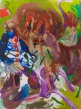 André Butzer, "Bobby Bohnen und seine Hunde", 2001, Öl auf Leinwand