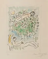 Marc Chagall, L'arbre fleuri II, 1977, Farblithografie auf ARCHES FRANCE (Wasserzeichen)