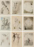 Faust (La Nuit de Walpurgis) by Salvador Dalí, 1968/69, Mappe mit 11 Farbradierungen, aquarelliert auf Japan. In der originalen roten Leinenmappe, sold Jan 2020