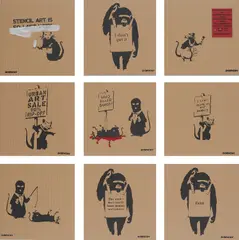 Not Banksy and Not By Banksy, Flogging a Dead Horse (Complete Set), 2010, Jeweils: Farbserigrafie auf brauner Wellpappe