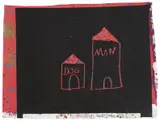 Walter Dahn, DOG MAN, 1985, Mischtechnik auf Leinwand