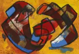 Wilhelm Imkamp, Ohne Titel, 1959, Öl auf Leinwandstoff