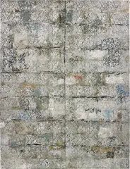 Untitled by Hugo McCloud, 2013, aluminium foil, aluminium coating and oil on tar mounted on wood, sold Oct 2018