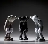 Kaws, Three works: (i) Small Lie (Brown); (ii) Small Lie (Black); (iii) Small Lie (Grey), 2017, painted vinyl, in original Medicom packaging
