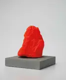 Small Red Mountain by Ugo Rondinone, 2016, painted stone and concrete base, sold Dec 2018
