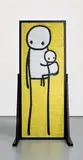 Stik, Big Mother, 2014, spray-paint on brick, in artist's steel frame