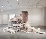 Diana al-Hadid, Trace of a Fictional Third, 2011, steel, polymer gypsum, wood, fiberglass and paint