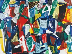 Jan Voss, Abstract Composition, 1996, oil on canvas, in artist's frame