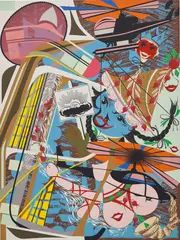 Lari Pittman, Like you, expansive but capable of pining away, 1995, alkyd on mahogany panel