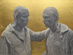 Richard Phillips, Liberation Monument, 2001, oil and gold leaf on linen