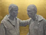 Richard Phillips, Liberation Monument, 2001, oil and gold leaf on linen