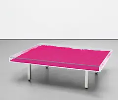 Table Rose by Yves Klein, 1961, acrylic, glass, rose pigment and chromium-plated metal, sold Dec 2018