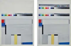 Ryan Gander, Remember me, mistakenly - Although you've given me everything (Glarner), 2011, oil on canvas, in 2 parts