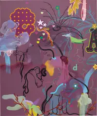 Fiona Rae, Tokyo Popeyes, 2004, oil, acrylic and glitter on canvas