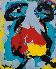 Composition by Karel Appel, 1970, acrylic on paper laid on canvas, sold Dec 2018