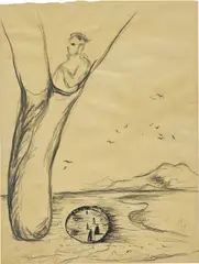 Enzo Cucchi, Untitled, 1983, graphite and ink on paper