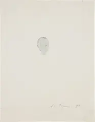 Untitled (Head) by Luc Tuymans, 1990, gouache and graphite on paper, sold Dec 2018