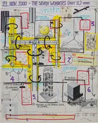 Keith Tyson, The Seven Wonders (Part II) (Index), 2000, ink, pen, gouache and paper collage on paper