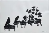 Arman, Fragmentation: Concerto for 4 Pianos, 1999, india ink on paper