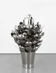 Untitled by Subodh Gupta, 2011, stainless steel utensils, sold Dec 2018