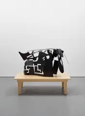 Carroll Dunham, Captured shadows: 4-A, 2004, stainless steel and wood, in 2 parts