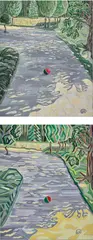 Iryna Akimova, Two works: (i) A shadowy alley in the park 1; (ii) A shadowy alley in the park 2, 2018, each acrylic on canvas