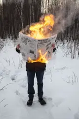 Tim Parchikov, Burning News, 2018, c-print, in artist's frame