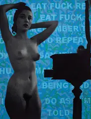 William Grob, Eat Fuck Repeat, 2016, pen on inkjet print mounted on aluminium