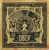 Shepard Fairey, Make Art Not War, 2013, mixed media collage on vintage album cover