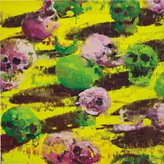 Philippe Cognée, Yellow Skulls, 2009, oil on canvas laid on panel