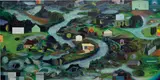 Christian Hidaka, Island Culture (Green River), 2005 - 2007, oil on canvas, diptych