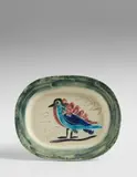 Pablo Picasso, Oiseau polychrome (Polychrome Bird), 1947, White earthenware rectangular dish, painted in colours with boring-rod engraving and coloured glazes