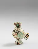 Pablo Picasso, Chouette (Wood-Owl), 1969, White earthenware turned vase, painted in colours with boring-rod engraving and partial brushed glaze
