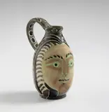 Pablo Picasso, Femme du barbu (Bearded Man's Wife), 1953, White earthenware turned pitcher, painted in colours with knife engraving and partial brushed glaze