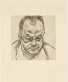 Lucian Freud, Head of Bruce Bernard, 1985, A presumably unique etching, on Velin Arches cream paper, with wide margins