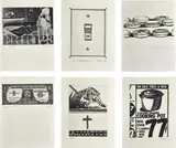 Various Artists, The International Anthology of Contemporary Engraving: The International Avant-Garde , Vol. 5, America Discovered, 1962/64, The complete set of 20 prints including 16 etchings (one with aquatint, one with drypoint, one with pencil additions), three photogravures (two with etching), and one relief halftone, on handmade Rives paper, with full margins, with introductory text and colophon, the sheets tacked (as issued) to the backboards of grey window-mounts, bound (as issued) with the original black binding with embossed and printed title on the front