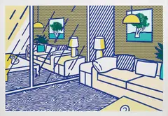 Roy Lichtenstein, Blue Floor , from Interior Series, 1991, Lithograph, woodcut and screenprint in colours, on Paper Technologies, Inc. Museum Board, with full margins