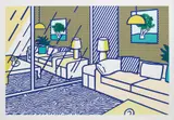 Roy Lichtenstein, Blue Floor , from Interior Series, 1991, Lithograph, woodcut and screenprint in colours, on Paper Technologies, Inc. Museum Board, with full margins