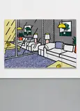 Roy Lichtenstein, Wallpaper with Blue Floor Interior, 1992, Screenprint in colours, on paper Technologies, Inc., Waterleaf paper, mounted to foam board, in five panels, the full sheets,